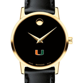 University of Miami Women&#39;s Movado Gold Museum Classic Leather Shot #1