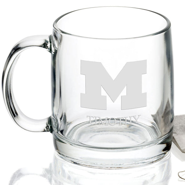 University of Michigan 13 oz Glass Coffee Mug Shot #2