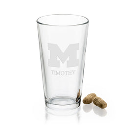 University of Michigan 16 oz Pint Glass- Set of 2 Shot #1