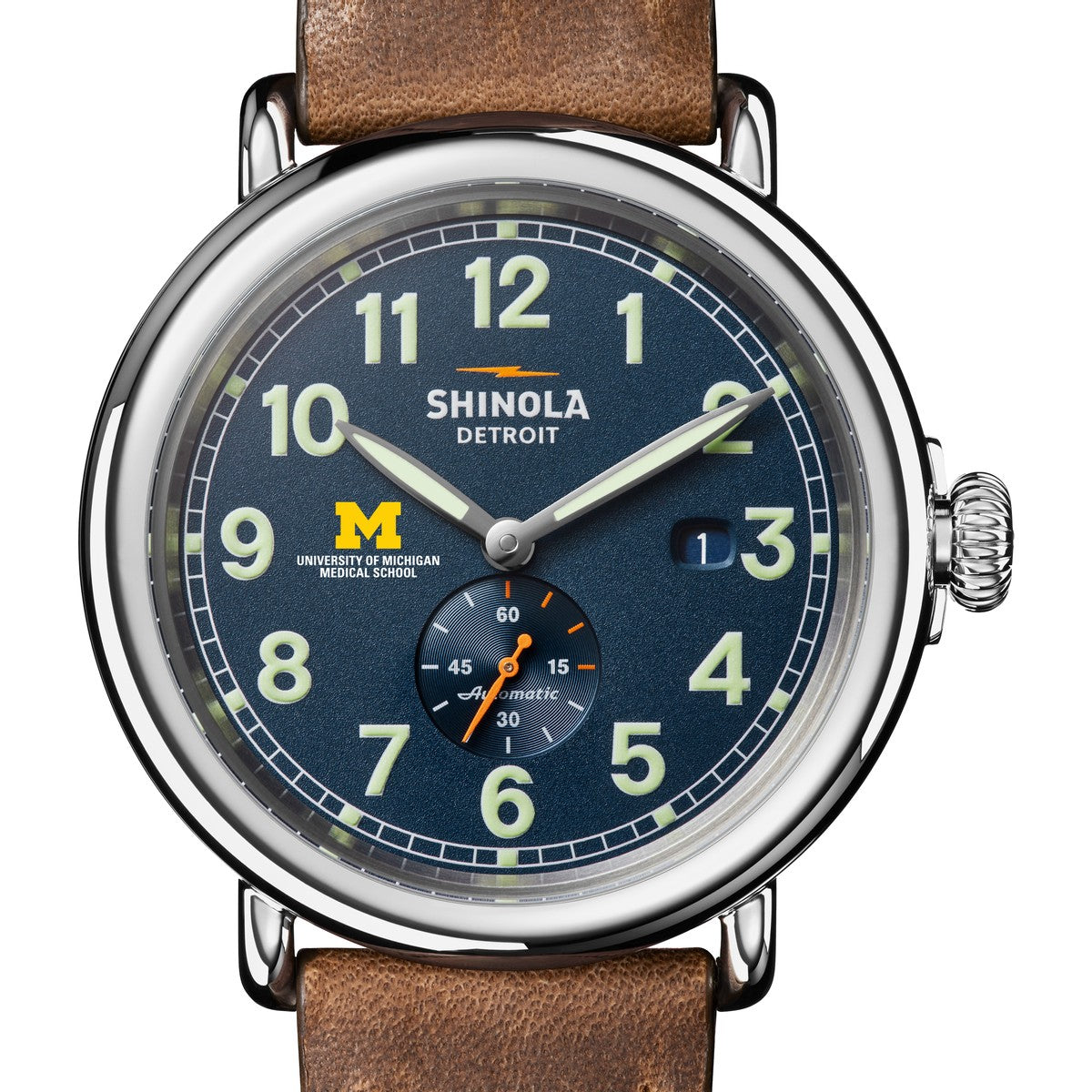 U-M Medical School Shinola Runwell Automatic Watch with a 45 mm