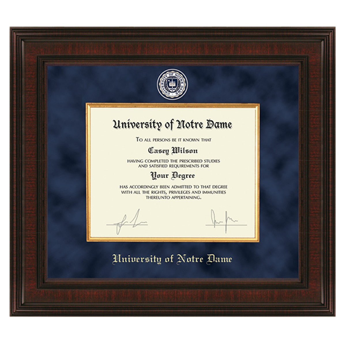 University of Notre Dame Diploma Frame Excelsior Graduation Gift M
