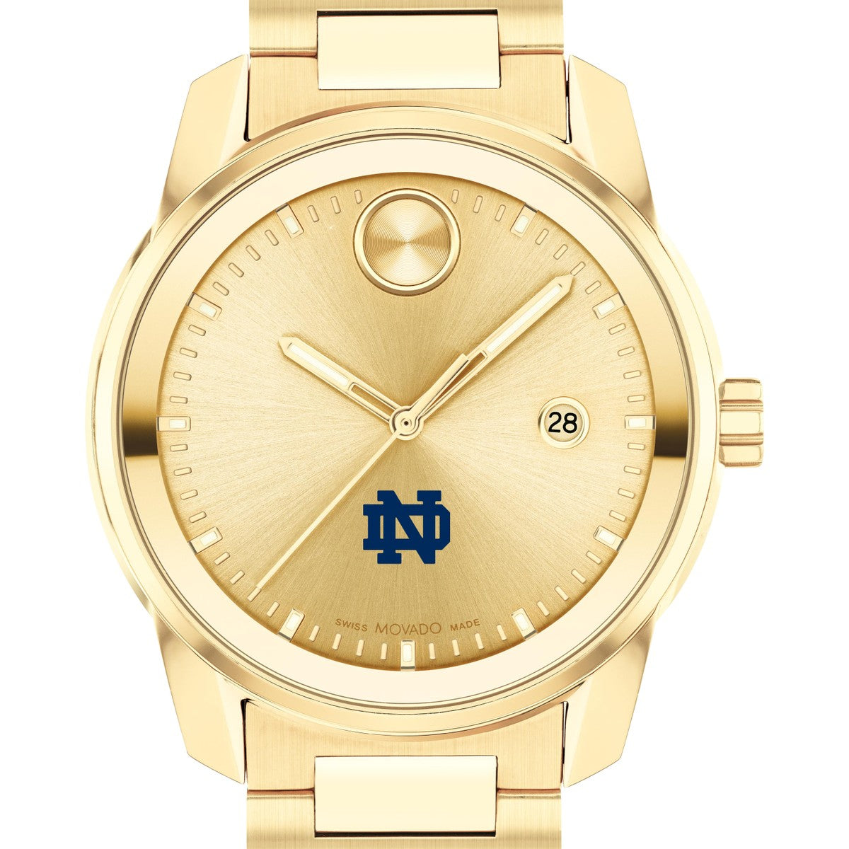 Notre Dame Men's Movado BOLD Gold with Date Window | M.LaHart & Co.