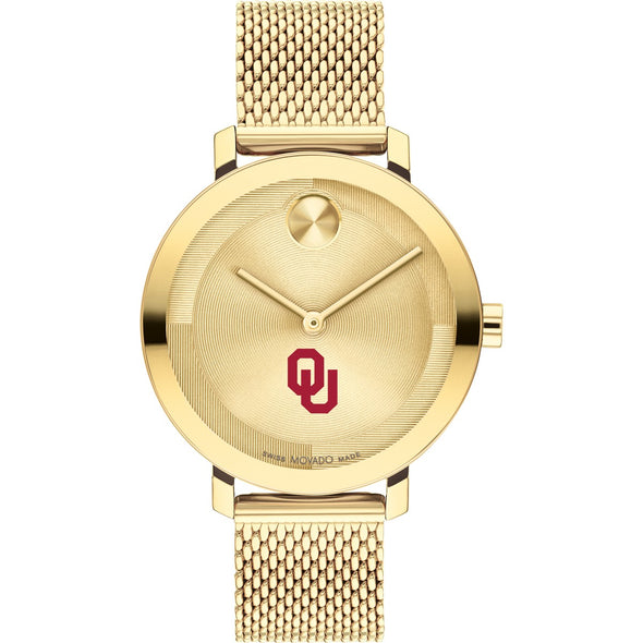 University of Oklahoma Women&#39;s Movado Bold Gold with Mesh Bracelet Shot #2
