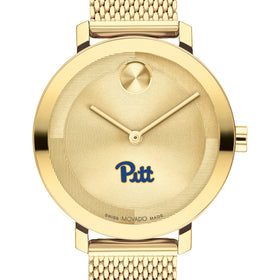 University of Pittsburgh Women&#39;s Movado Bold Gold with Mesh Bracelet Shot #1