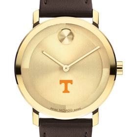 University of Tennessee Men&#39;s Movado BOLD Gold with Chocolate Leather Strap Shot #1