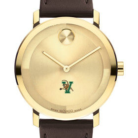 University of Vermont Men&#39;s Movado BOLD Gold with Chocolate Leather Strap Shot #1