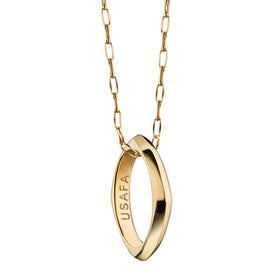 US Air Force Academy Monica Rich Kosann Poesy Ring Necklace in Gold Shot #1