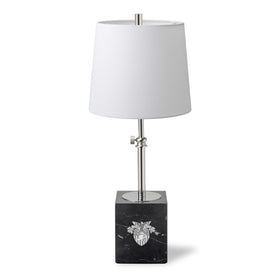 US Military Academy Polished Nickel Lamp with Marble Base &amp; Linen Shade Shot #1
