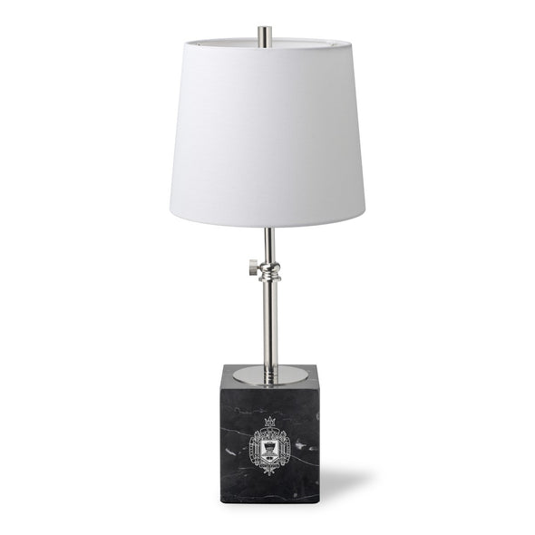 US Naval Academy Polished Nickel Lamp with Marble Base &amp; Linen Shade Shot #1