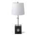 US Naval Academy Polished Nickel Lamp with Marble Base & Linen Shade