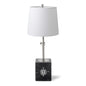 US Naval Academy Polished Nickel Lamp with Marble Base & Linen Shade Shot #1