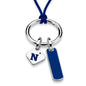 US Naval Academy Silk Necklace with Enamel Charm & Sterling Silver Tag Shot #1