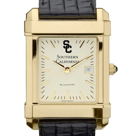 USC Men&#39;s Gold Quad with Leather Strap Shot #1