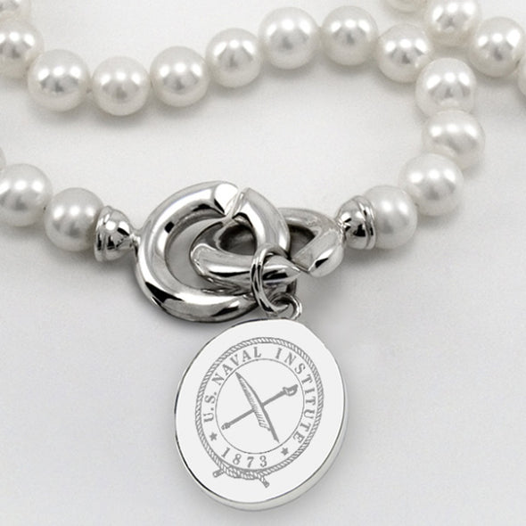 USNI Pearl Necklace with Sterling Silver Charm Shot #2