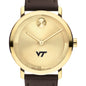 Virginia Tech Men's Movado BOLD Gold with Chocolate Leather Strap Shot #1