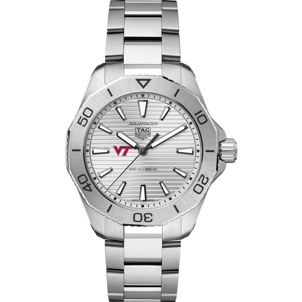 Virginia Tech Men&#39;s TAG Heuer Steel Aquaracer with Silver Dial Shot #2
