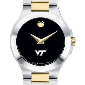 Virginia Tech Women&#39;s Movado Collection Two-Tone Watch with Black Dial Shot #1