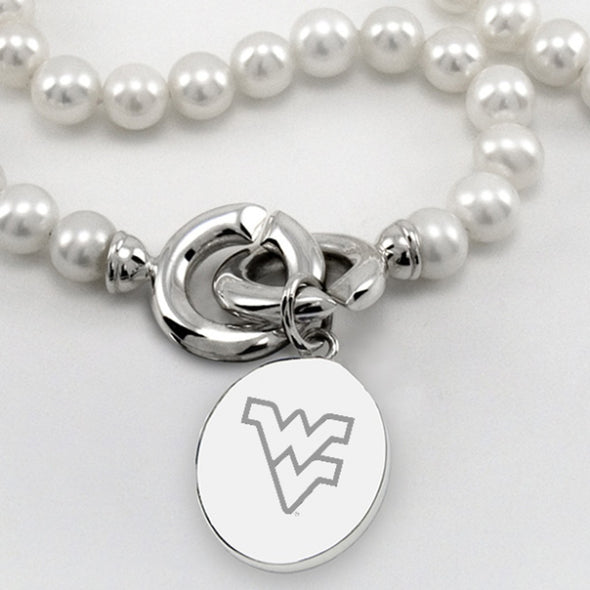 West Virginia University Pearl Necklace with Sterling Silver Charm Shot #2