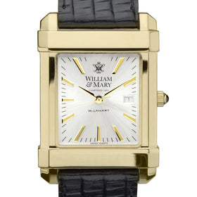 William &amp; Mary Men&#39;s Gold Watch with 2-Tone Dial &amp; Leather Strap at M.LaHart &amp; Co. Shot #1