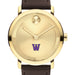 Williams College Men's Movado BOLD Gold with Chocolate Leather Strap
