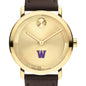 Williams College Men's Movado BOLD Gold with Chocolate Leather Strap Shot #1