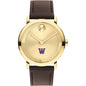 Williams College Men's Movado BOLD Gold with Chocolate Leather Strap Shot #2
