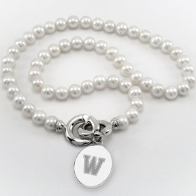 Williams College Pearl Necklace with Sterling Silver Charm Shot #1