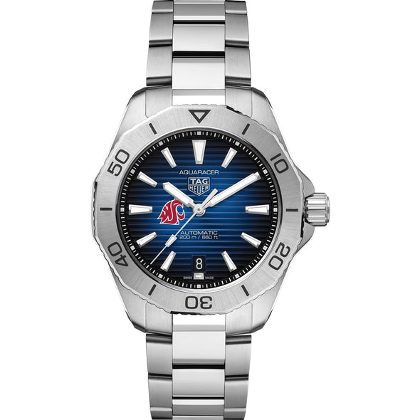 WSU Men&#39;s TAG Heuer Steel Automatic Aquaracer with Blue Sunray Dial Shot #2