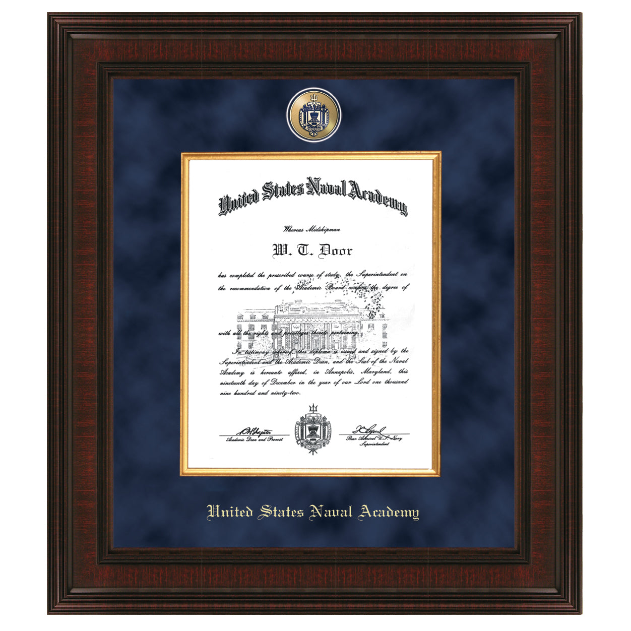 U.S Naval Academy Officially Licensed Premium Leather Tab Belt - Solid Brass Buckle - Men's