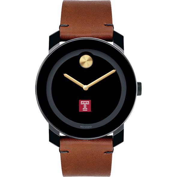 Temple University Men's Movado BOLD with Brown Leather Strap