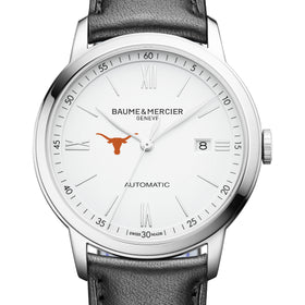 UT Austin Men's Baume et Mercier 42mm Classima Automatic Watch with White Dial & Black Leather Strap