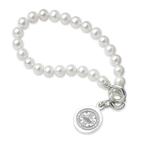 Boston University Pearl Bracelet with Sterling Silver Charm