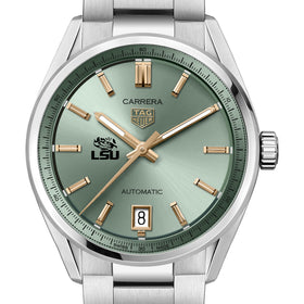 LSU Women's TAG Heuer Steel Carrera with Green Dial