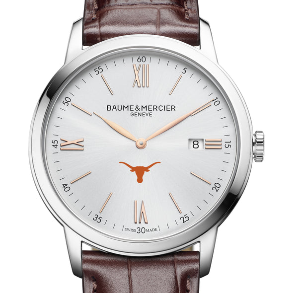 UT Austin Men's Baume et Mercier 42mm Classima Watch with Silver Dial & Brown Leather Strap