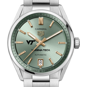 Virginia Tech Women's TAG Heuer Steel Carrera with Green Dial