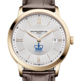 Columbia Men's Baume et Mercier 40mm Gold PVD Classima Watch with Silver Dial & Dark Brown Leather Strap
