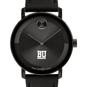 Boston University Men's Movado BOLD with Black Leather Strap