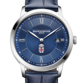 Brown Men's Baume et Mercier 40mm Classima Quartz Watch with Blue Dial & Dark Blue Leather Strap