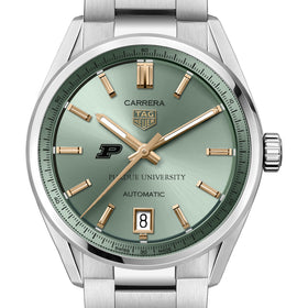 Purdue Women's TAG Heuer Steel Carrera Automatic with Green Dial
