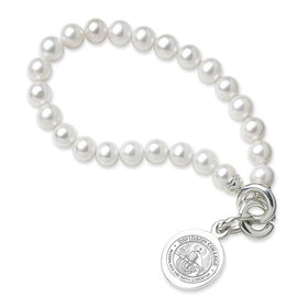 Davidson College Pearl Bracelet with Sterling Silver Charm