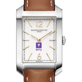 NYU Women's Baume et Mercier 35X22mm Hampton Watch with Silver Dial & Tan Leather Strap