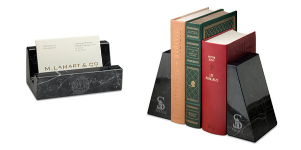 Marble Bookends & Card Holder