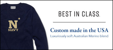 USNA Navy Blue and Gold Letter Sweater by M.LaHart