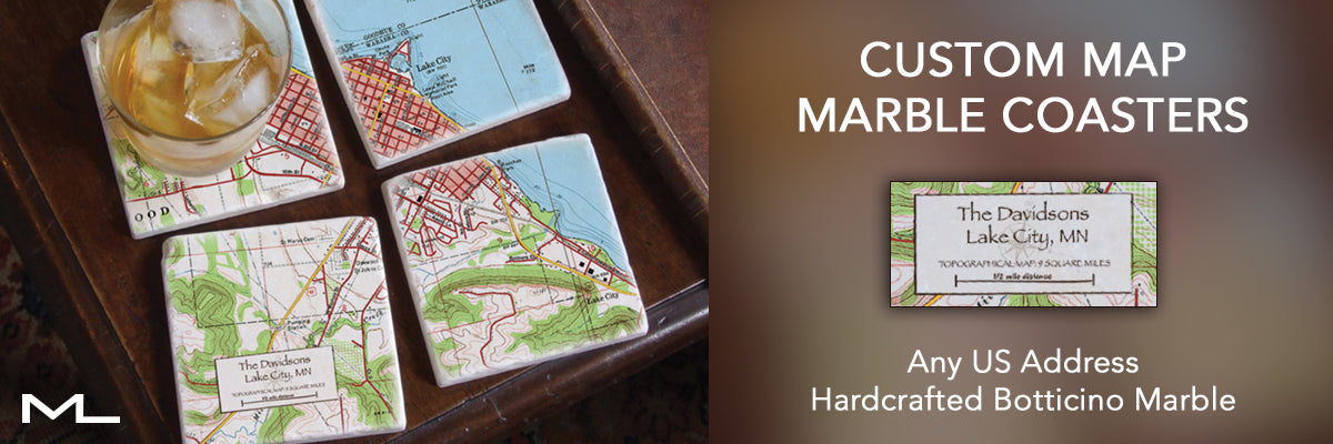 Custom Map Marble Coasters