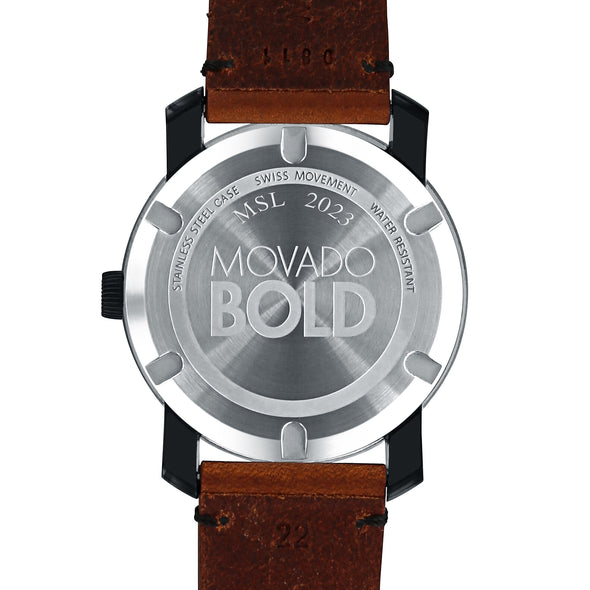 West Virginia University Men's Movado BOLD with Brown Leather Strap - shot #3