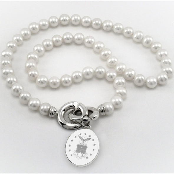 Air Force Academy Pearl Necklace with Sterling Silver Charm Shot #1