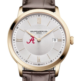 Alabama Men's Baume et Mercier 40mm Gold PVD Classima Watch with Silver Dial & Dark Brown Leather Strap Shot #1