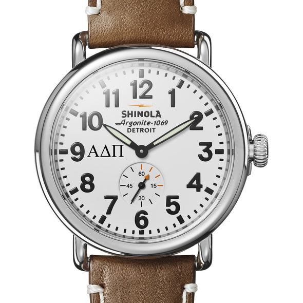 Alpha Dial Alpha Delta Pi Shinola Watch, The Runwell 41 mm White Dial | M.LaHart & Co.