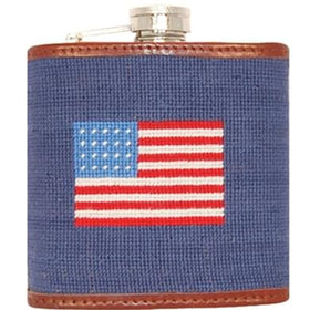 American Flag Needlepoint Flask Shot #1