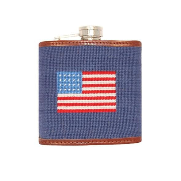 American Flag Needlepoint Flask Shot #2
